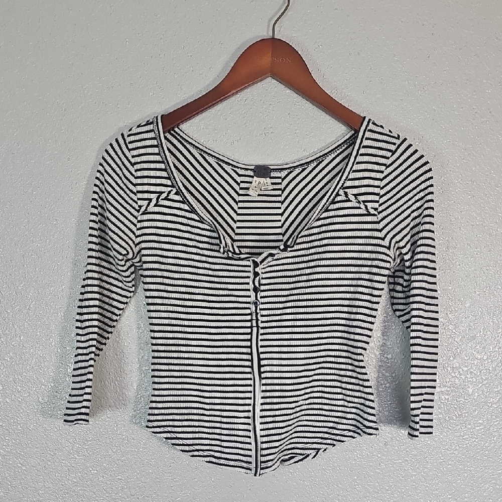 We The Free Black and White Striped Blouse.